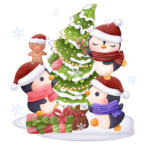 Ilustraci N De Navidad Con Santa Y Amigos Vector Premium