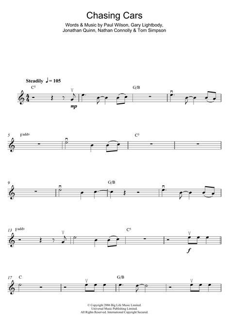 Chasing Cars Song 1
