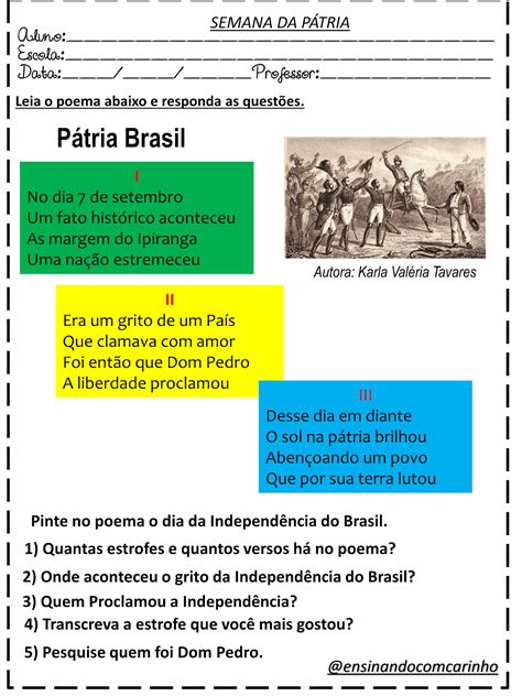 Exercícios Sobre A Independência Do Brasil 5 Ano Com Gabarito