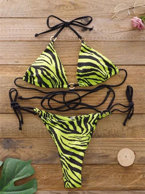 Dwuczęściowy Strój Kąpielowy BIKINI w Zebrę z Wiązaniami XL Inna marka Moda Sklep EMPIK