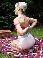 Evey Krystal In Nude Stockings And Heels Posing Oudoor Vintage Flash