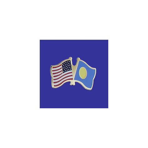 Palau Lapel Pin Double Waving Flag Wusa