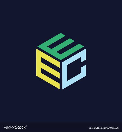 initials   letter eec hexagon shape vector image