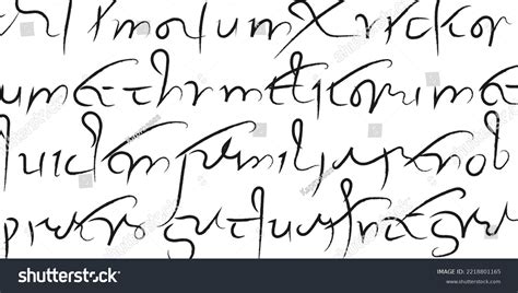 phrases roman minuscule cursive elements handwriting stock vector