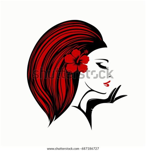 Beautiful Woman Long Red Hair Red Stock Vector (Royalty Free) 687186727
