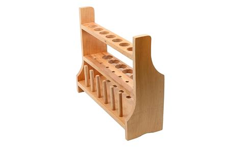 Wooden Test Tube Rack With 6 Draining Pins Accommodates 13 Tubes Up