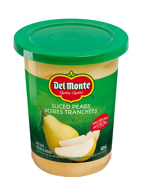 Sliced Pears In 100 Fruit Juice From Concentrate Delmonte Canada