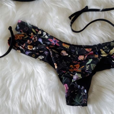 Beach Babe Swimwear Swim Beach Babe Swimwear Black Floral Bikini Set Poshmark
