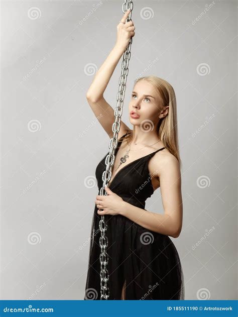 Beautiful Blonde In A Evening Dress On A White Background Stock Photo Image Of Model