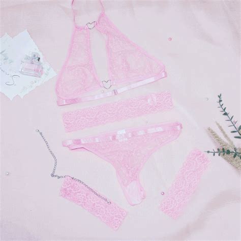 Nova Chegada Renda Perspectiva Em Forma De Coração Conjunto De Lingerie Sexy SHEIN Brasil