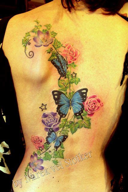 Flowers With Butterflies Tattoo By Mirek Vel Stotker Trendy Tattoos