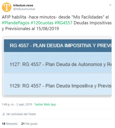 Plan De Pagos Afip Deudas Al 15082019 Acceso Y Adhesión Tributum