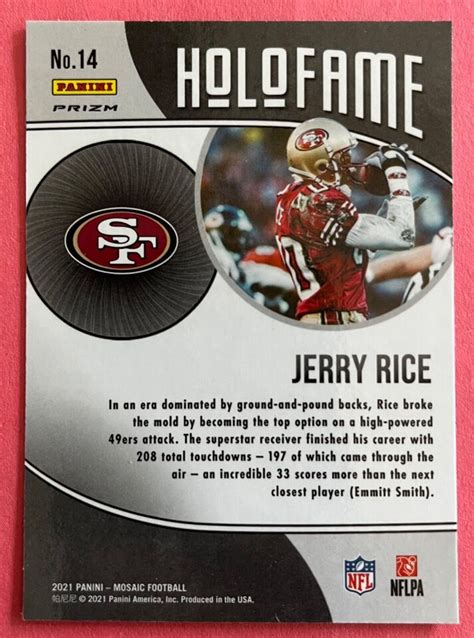 Jerry Rice 2021 Panini Mosaic HOLO FAME GREEN PRIZM PARALLEL 14 49ERS