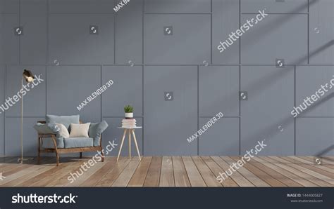 Modern Living Room Blue Armchair Wood Stock Illustration 1444005827 ...