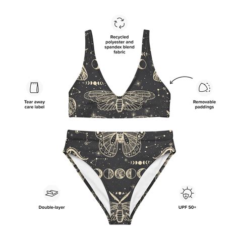 Celestial Bikini Luna Moth Bikini Recycled High Waisted Bikini