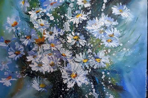 Ромашки Картина маслом на холсте - "Ромашковая феерия" – заказать на ...