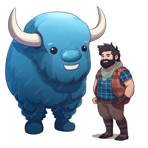 Premium AI Image | Paul Bunyan and Babe the Blue Ox cartoon character