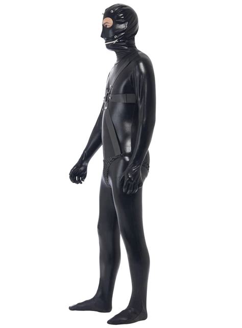black wet  gimp suit mens costume mens funny gimp suit costume