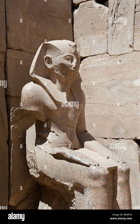 Seated Statue Of Pharoah Thutmose Iii Near The Festival Hall Of