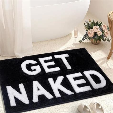 Amazon Get Naked Bath Mat Black White W Unique Scalloped Edge