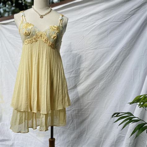 Y2K Slip Dress Pastel Lace Lingerie Nightgown Mini Depop