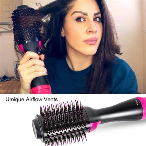One Step Hair Dryer Volumizer Hot Air Brush Negative Electric Blow Dryer Straightener Curler