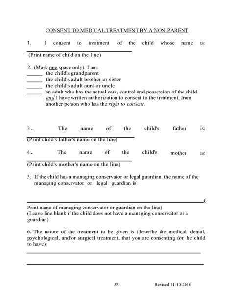 Basic Printable Medical Consent Form For Minor Free Coloring Pages To