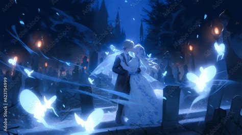 scary  romantic scene  ghost couple sharing  kiss cute