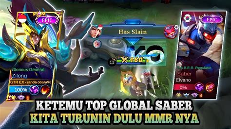 SOLO RANKED KETEMU TOP GLOBAL SABER GG BANGET Build Zilong Tiktok