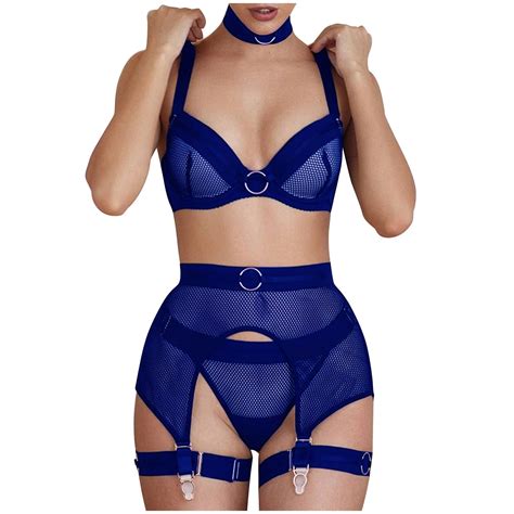 Sngxgn Women Lingerie Lace Fishnet Bodysuit Nightie Blue M Walmart