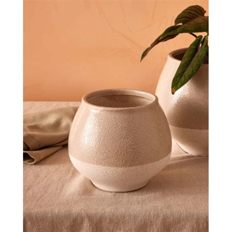 Vaso Em Ceramica 2 Tons Nude Mart 18cm Shopee Brasil