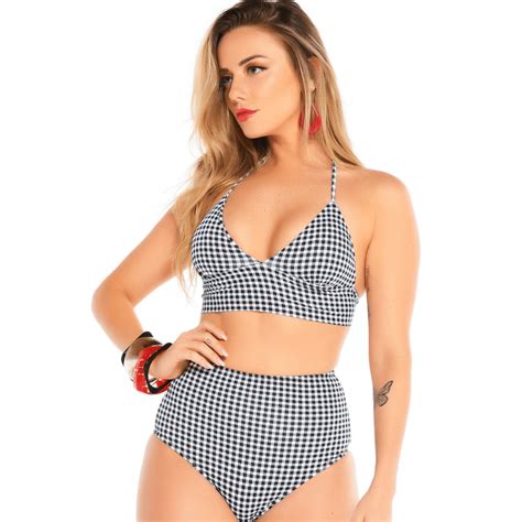 Biquíni Hot Pant Xadrez Biquínis Integra biquínis Atacado e VarejoBiquínis
