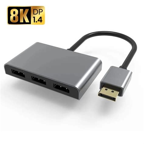 8K Displayport 3 Displayport Splitter MST Hub Multi Monitor Splitter 3 ...
