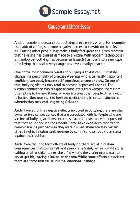 Cause And Effect Essay Examples Of Writing By Sample Essay Medium