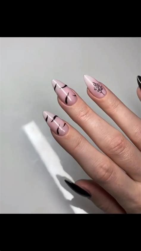 Simple Nude And Black Nails Yay Or Nay Gel Nails Diy Pretty Nail Art