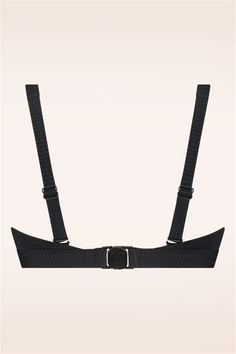 TC Beach Triangle Push Up Bikini Top In Schwarz Topvintage