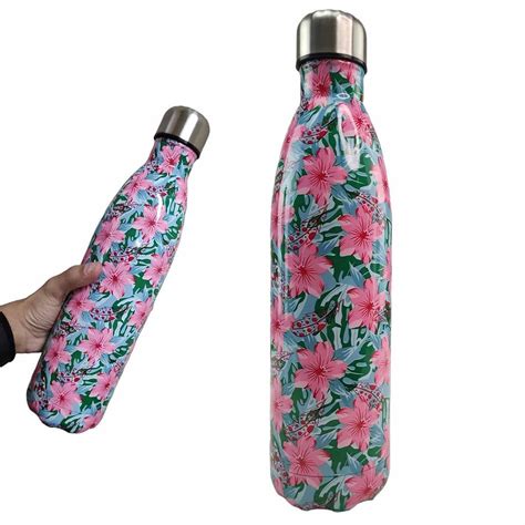 Garrafa Termica Estampada Flores Ml A O Inox Resistente Squeeze