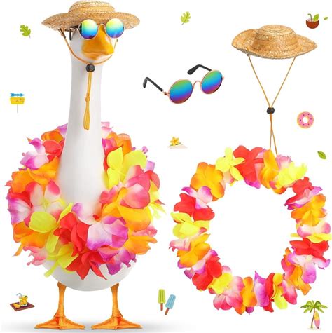 Triani Summer Bikini Lawn Goose Costume With Cute Sunglasses Adjustable Hat Hawaiian Garland