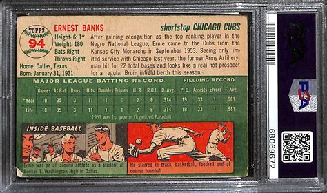 Lot Detail Topps Ernie Banks Rookie Card Graded Psa