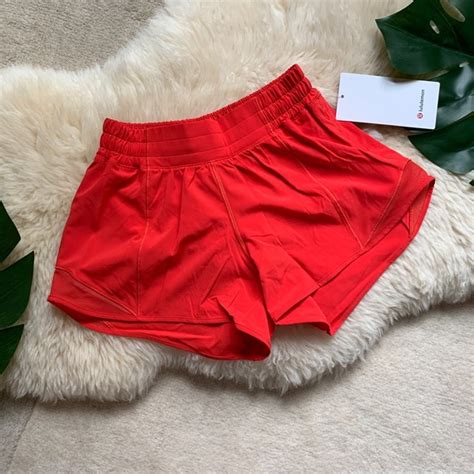 Lululemon Athletica Shorts Nwtlululemon Hotty Hot Shorts Running Red Lined Poshmark