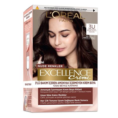 Loreal Paris Excellence Creme Nude Colors Hair Dye 3U Nude Dark Brown Excellence