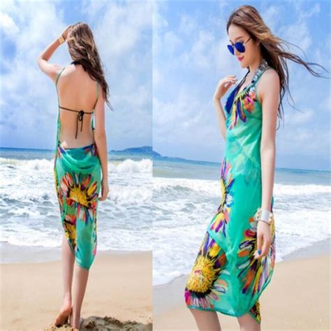 Swim Women Sexy Floral Chiffon Bikini Beach Dress Poshmark