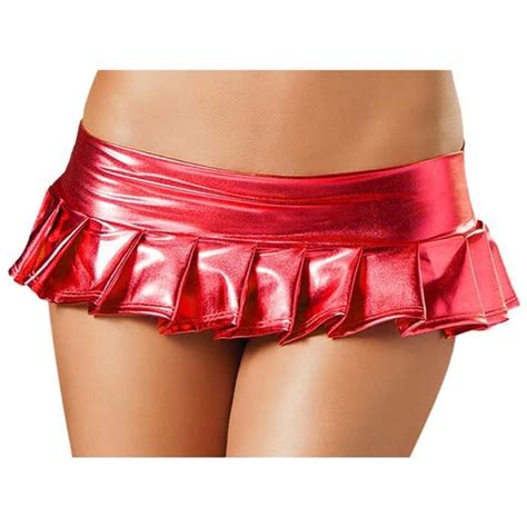 Femmes Lingerie Sexy Métallique Pyjama Cuir Performance Mini Jupe