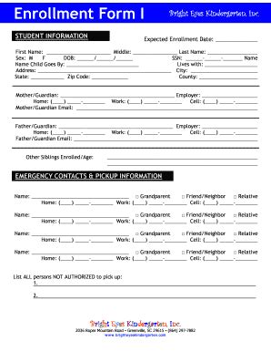 Fillable Online Enrollment Form I Fax Email Print Pdffiller