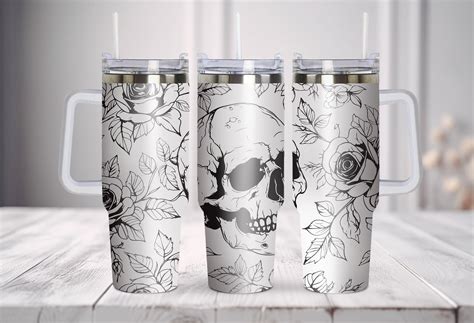 Skull And Roses Svg Tumbler Wrap Laser Svg Oz Tumbler Full Wrap