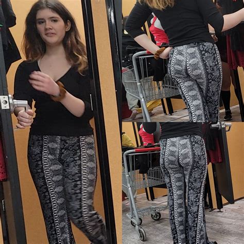 Innocent Brunette Trying On Pattern Yogas Spandex Leggings Yoga Pants Forum