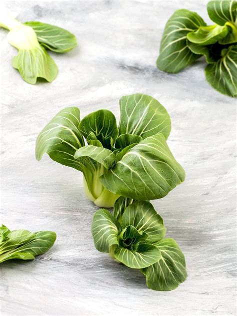 Fresh Pak Choi Salad On An Old Worn Table Stock Photo Image Of