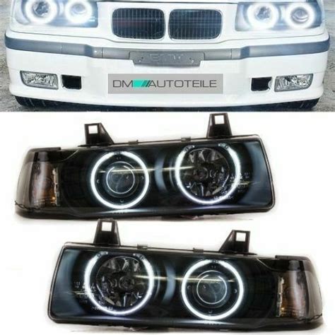 Ccfl Headlights Set Coupe Convertible Black Angel Eyes Fits On Bmw E