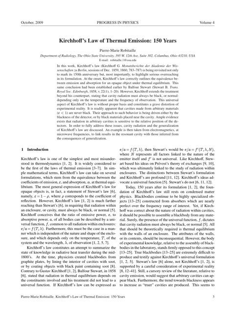 (PDF) Kirchhoff's Law of Thermal Emission: 150 Years