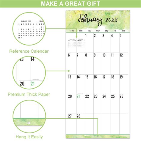 2022 Calendar Monthly Wall Calendar Jan 2022 December 2022 Large Print Big Grid Wall